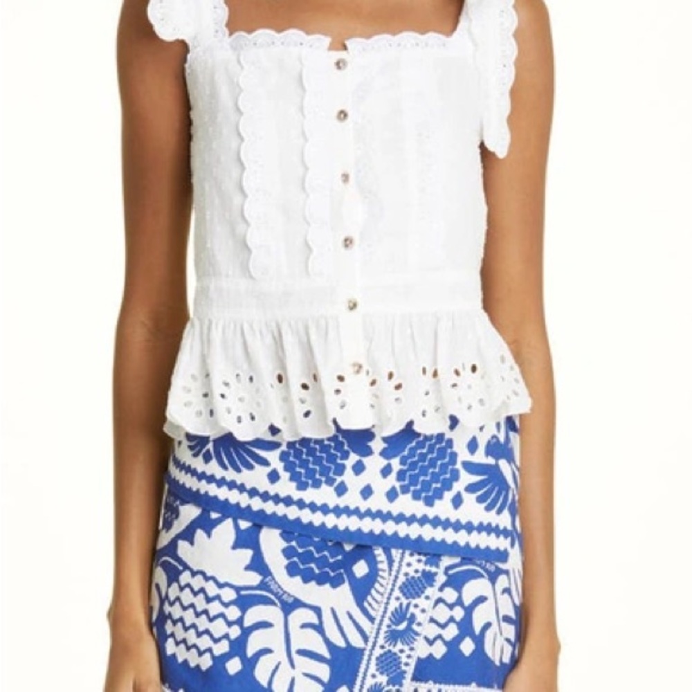 Farm Rio Laces Eyelet Tie-Shoulder Blouse - Picture 2 of 5
